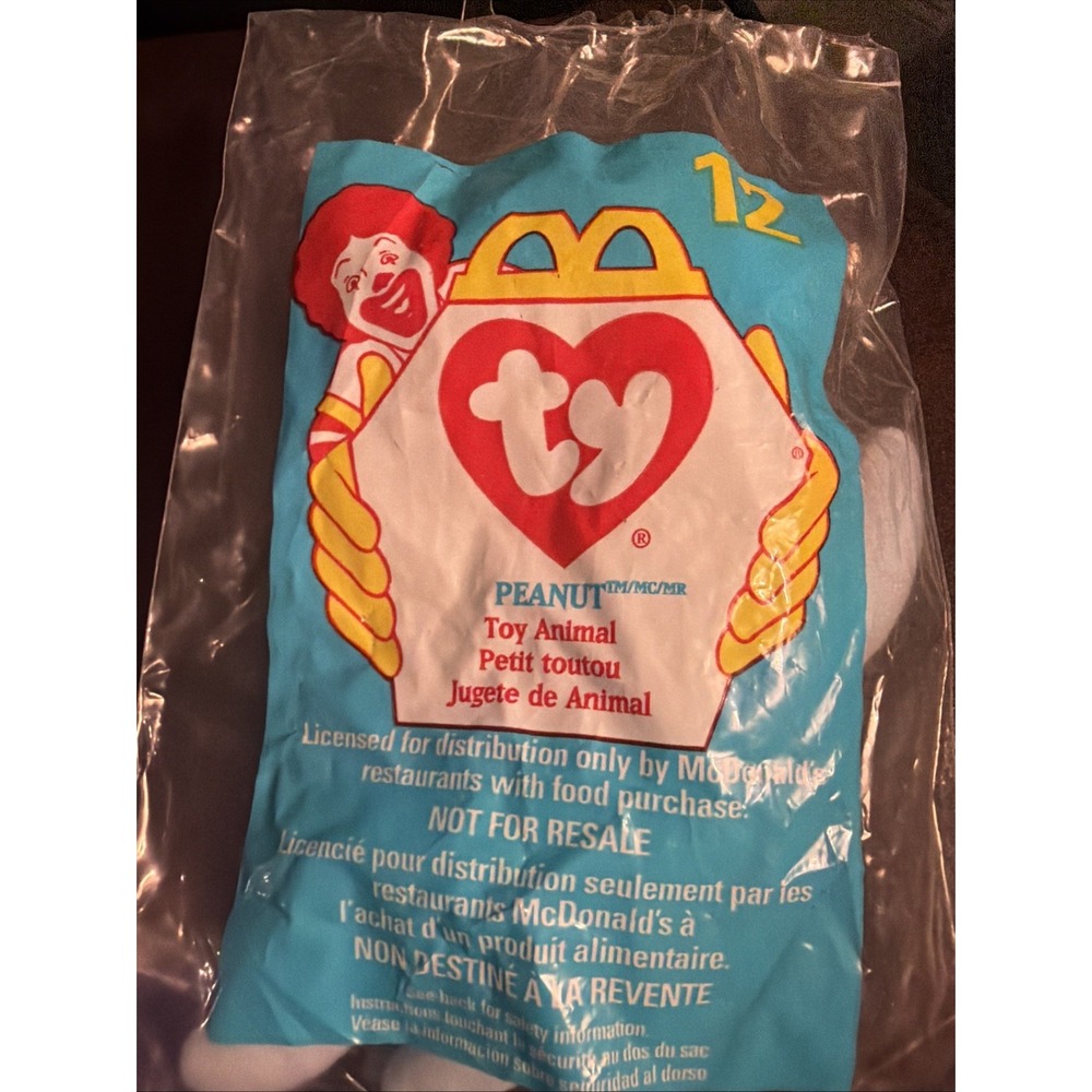 TY Beanie Baby Teenie Babies McDonalds 1993 No. 12 Blue Elephant Peanut - SEALED